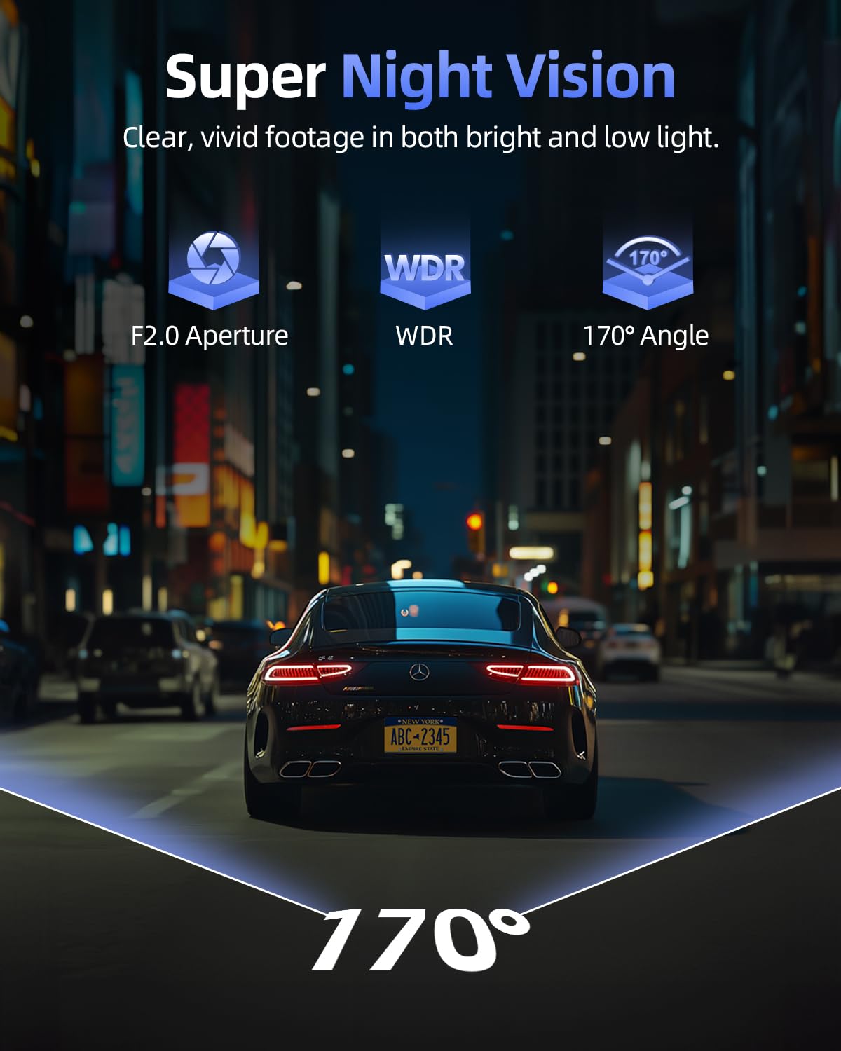 CIEVIE 4K Dash Cam Front and Rear, 64GB SD Card, 1.5” IPS Display Car Camera, 5Ghz WiFi+App Control, Night Vision, 24H Parking Mode, G-Sensor, WDR, 170° Wide Angle, 4K+1080P Dual Dash Camera for Cars