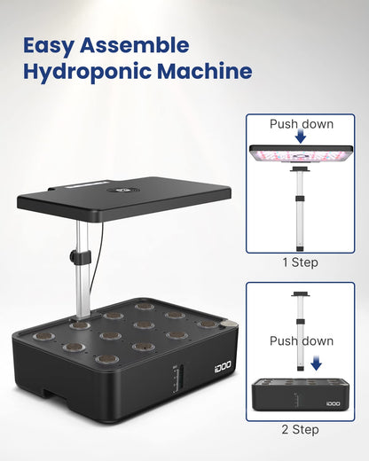 iDOO Hydroponics Growing System Kit 12Pods, Fathers Day Dad Gifts, Herb Garden Indoor with LED Grow Light, Gifts for Mom, Built-in Fan, Auto-Timer, Adjustable Height Up to 11.3" for Home, Office