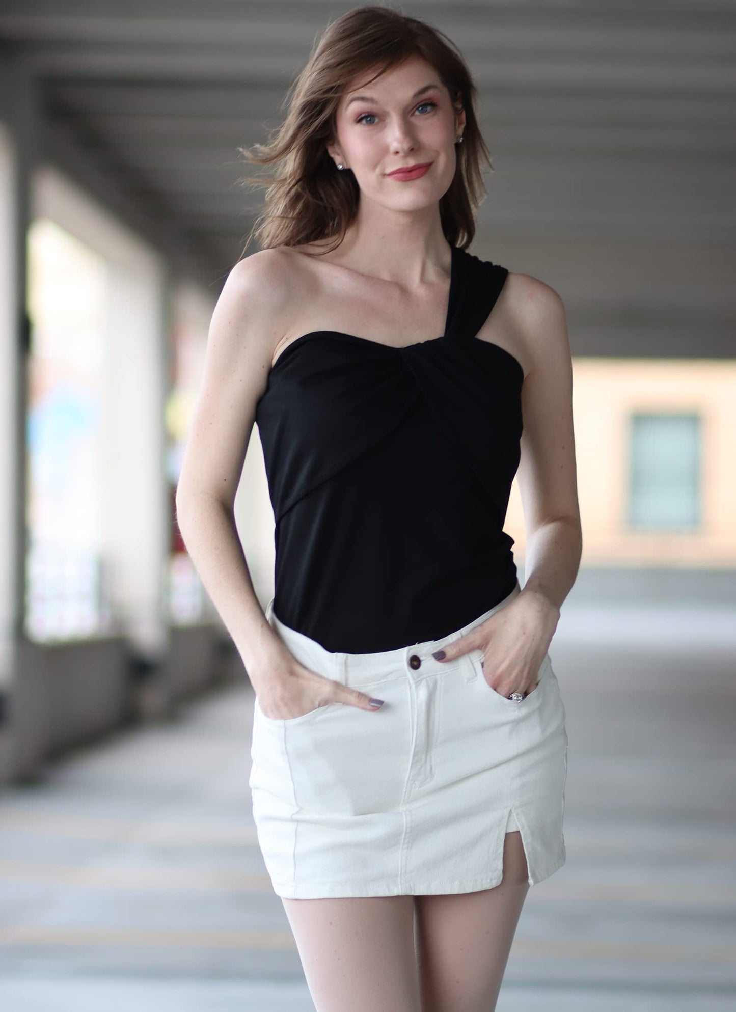 luvamia Skorts Skirts for Women Denim Mini Skirt Side Slit with High Waisted Jean Shorts Stretchy White Skirt Jean Shorts for Women Skorts Skirts for Womens Shorts Brilliant White X-Small