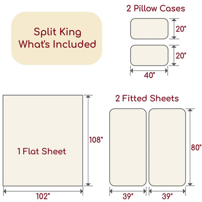 Mellanni Split King Sheets Set - 5 PC Iconic Collection Bedding - Hotel Luxury, Extra Soft, Cooling Bed Sheets - Wrinkle, Fade, Stain Resistant (Split King, Light Gray)