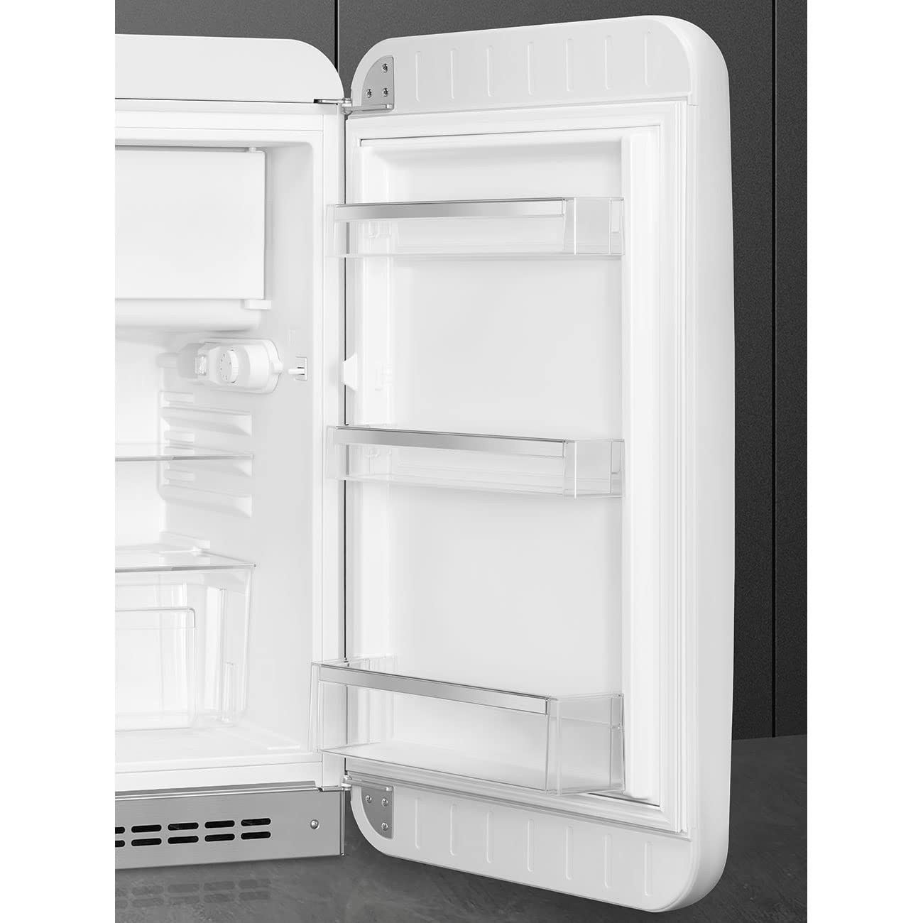 Smeg FAB10 50's Retro Style Aesthetic Refrigerator with 4.48 Cu Total Capacity, 2 Glass Shelves, LED Internal Light, 22-Inches, Red Right Hand Hinge. FAB10URRD3 Made In Italy