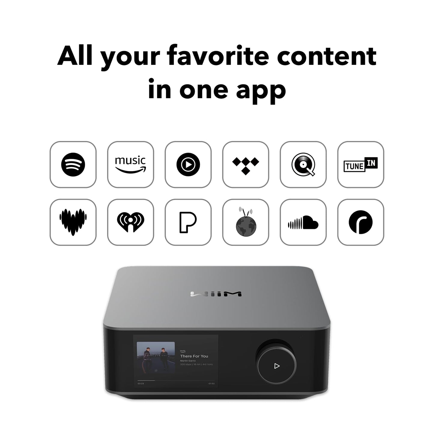 WiiM Amp Ultra with Voice Remote 2 | 100W Streaming Amplifier with Premium ESS ES9039Q2M DAC & Dual TI TPA3255 Amps | Built-in RoomFit EQ & Touchscreen | HDMI ARC, Optical, RCA Inputs | Space Gray