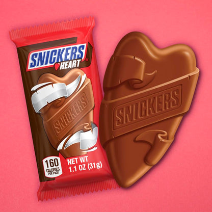 Snickers Milk Chocolate Hearts, 1.10 oz, Pack of 36