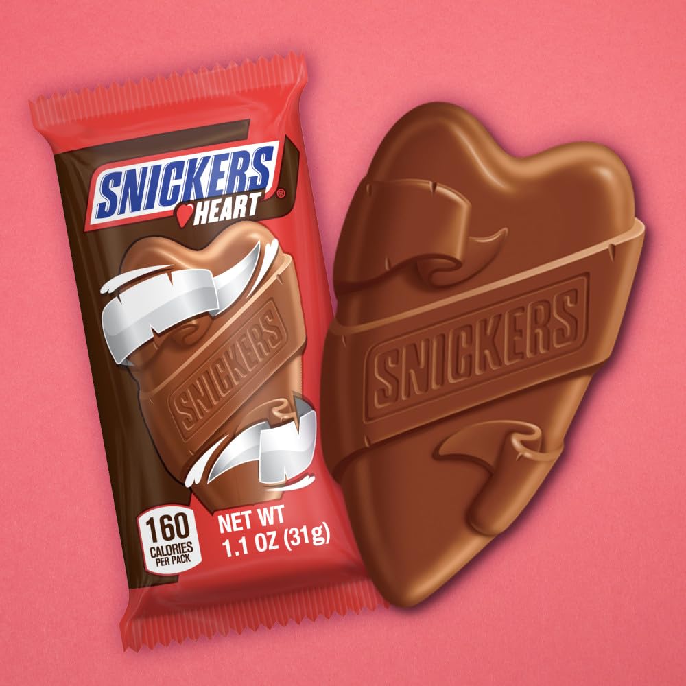 Snickers Milk Chocolate Hearts, 1.10 oz, Pack of 36