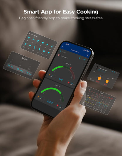 GoveeLife Digital Meat Thermometer Wireless with WiFi Bluetooth, Food Thermometer for Cooking, Long Range Probe Monitoring, Rechargeable Base, APP Alerts Recipes for BBQ, Oven, Grill, Smoker