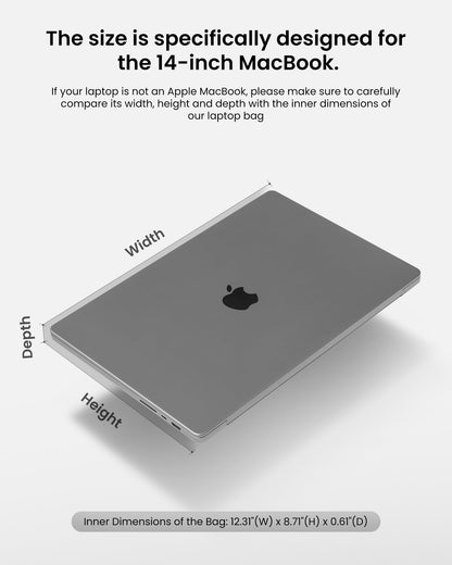 tomtoc 360 Protective Laptop Sleeve for 14-inch MacBook Pro M4/M3/M2/M1 Pro/Max A3112 A3401 A3185 A2992 A2918 A2779 2024-2021, Water-Resistant Case Bag with Accessory Pocket for 13.8 Surface Laptop 7