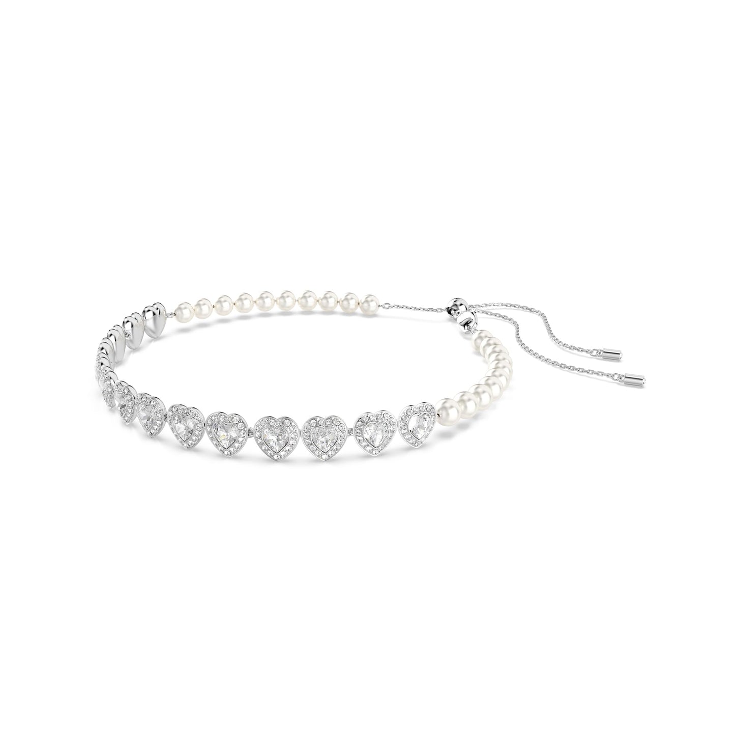 Swarovski Ariana Grande Angelic Mixed Cut Heart Crystal Choker Necklace in Rhodium Finish - Part of the Ariana Grande x Capsule Collection