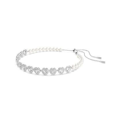 Swarovski Ariana Grande Angelic Mixed Cut Heart Crystal Choker Necklace in Rhodium Finish - Part of the Ariana Grande x Capsule Collection