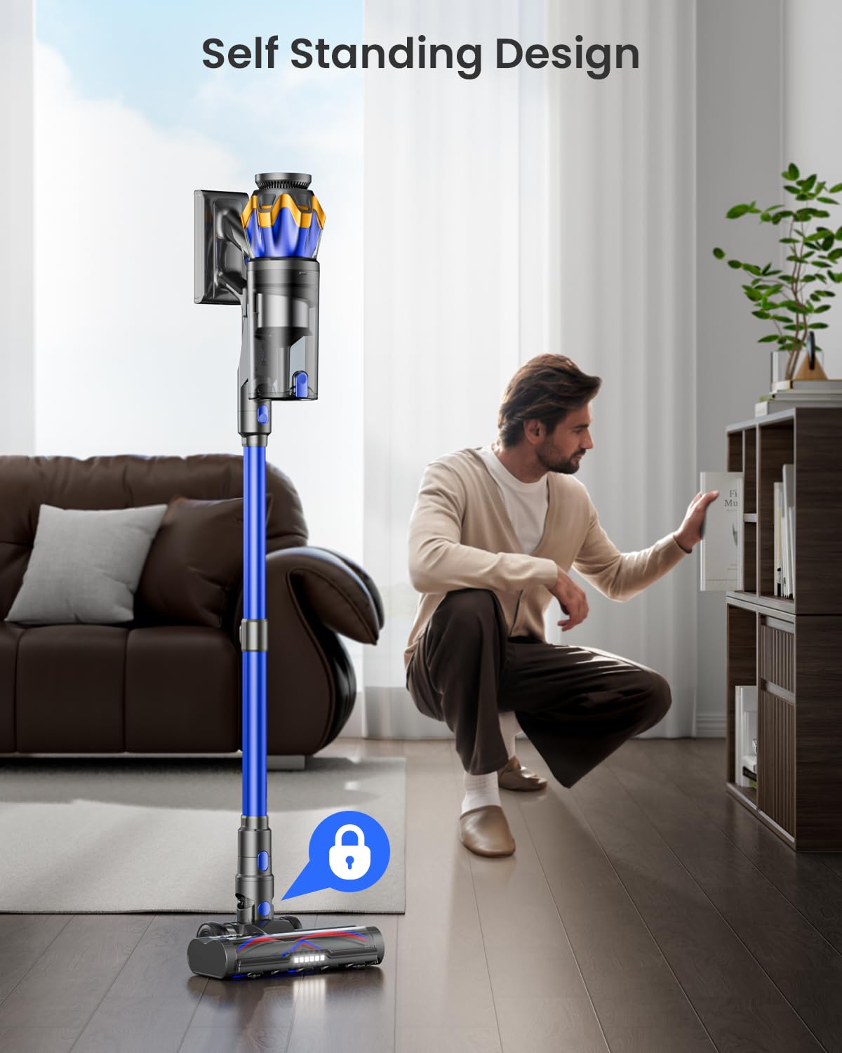 Cordless Vacuum Cleaner, Upgraded 650W 55KPA 70Mins Cordless Stick Vacuum Cleaner with Self-Standing and Touch Screen, Anti-tangle Wireless Vacumm, Vacuum Cleaners for Home/Pet Hair/Carpets/Floors