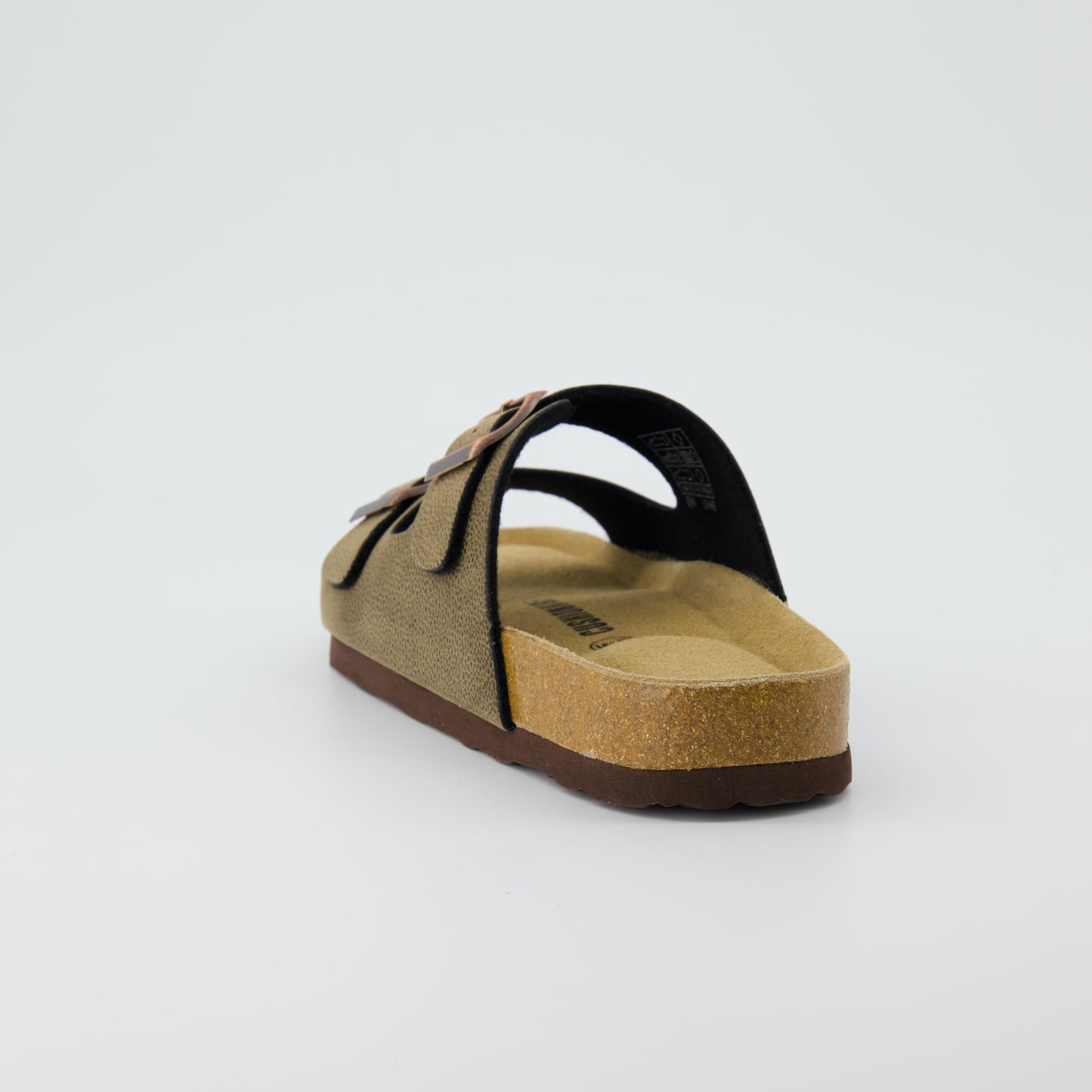 CUSHIONAIRE Lane Cork Footbed Sandals for Women – Comfortable Double Buckle Slip-On with Genuine Suede Footbed & Arch Support Slides for Women Footwear, BROWN 7