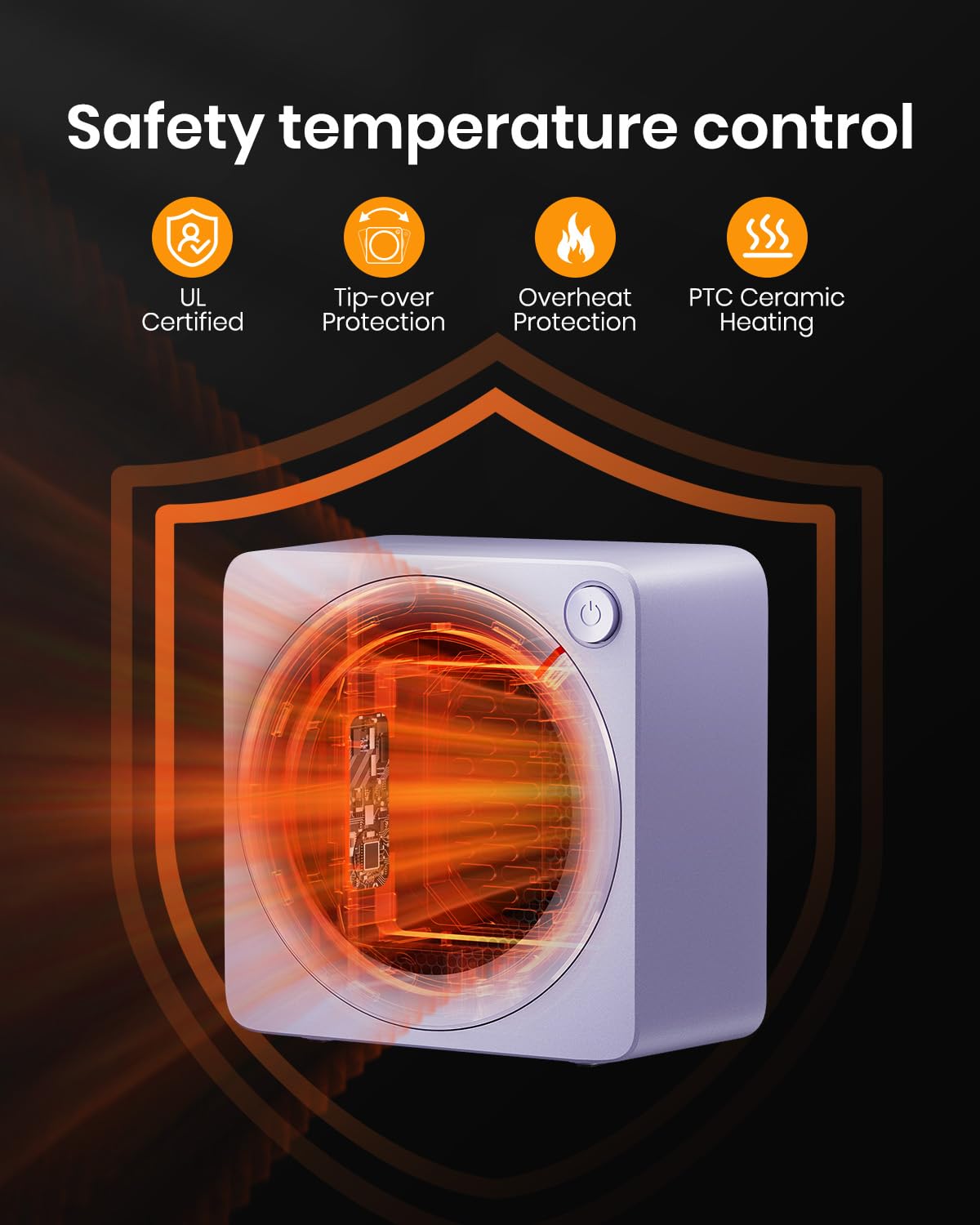 Gaiatop Mini Space Heater, Lightweight PTC Ceramic Fast Heating 500W Energy Efficient for Indoor Use, Overheating & 45° Tip-Over Protection, Portable Desk Electric Heaters for Office Home Purple