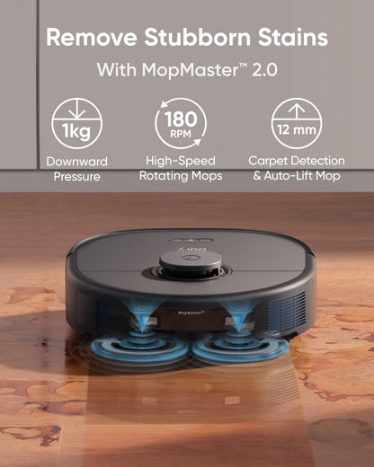 eufy X10 Pro Omni Robot Vacuum and Mop with 8,000 Pa Suction, Dual Mops with 12 mm Auto-Lift and Carpet Detection, AI Obstacle Avoidance, Auto Mop Washing, Auto Drying, Self-Emptying, Self-Refilling