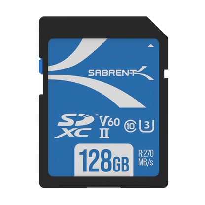 SABRENT Rocket V60 SD UHS-II Memory Card - 128GB, High-Def Video Recording, R270MB/s W170MB, V60 U3 A1 Performance (SD-TL60-128GB)