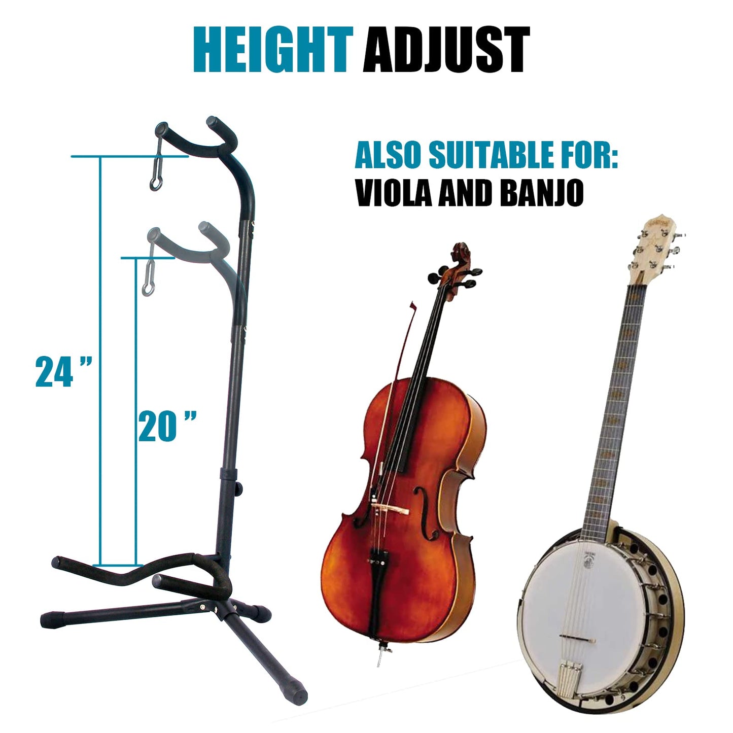 GLEAM Guitar Stand - Adjustable for Electric, Acoustic Guitars and Bass, Guitar Accessories