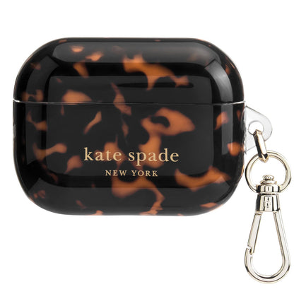kate spade new york AirPods Pro Protective Case with Keychain Ring - Tortoiseshell, Compatible with AirPods Pro 2nd / 1st Generation