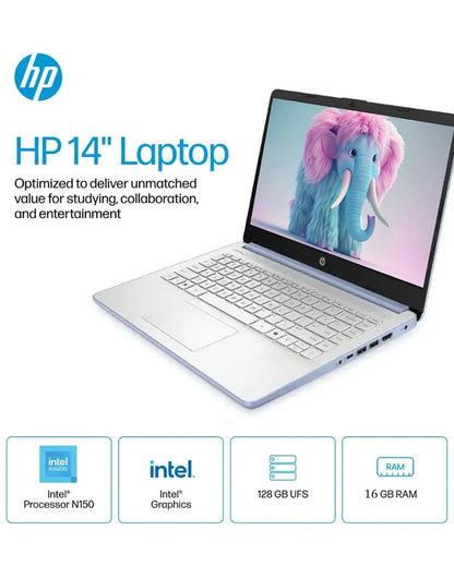 HP Business Student Laptop Computer - Windows 11 Pro & Microsoft Office Lifetime | 14 inch HD | AI-Powered, 12 Hr Batter N-Serious Laptop| 16GB RAM, 128GB UFS, 256GB Extend Micro SD | Blue