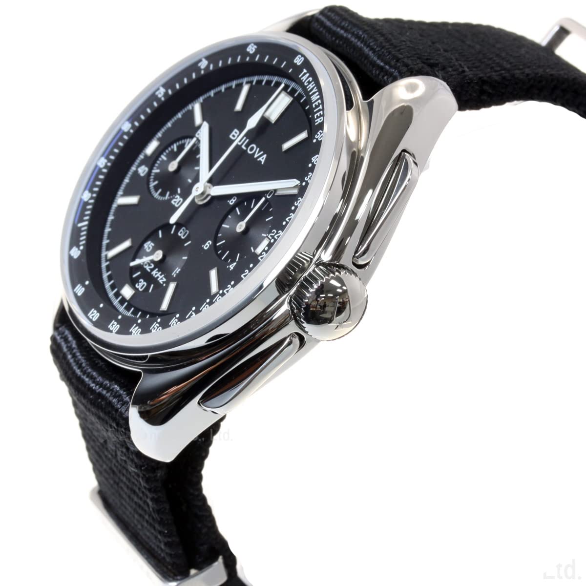 Bulova Men's Archive Series Lunar Pilot 6-Hand Chronograph High Performance Quartz Stainless Steel, Black NATO Strap and Sapphire Crystal Style: 96A225