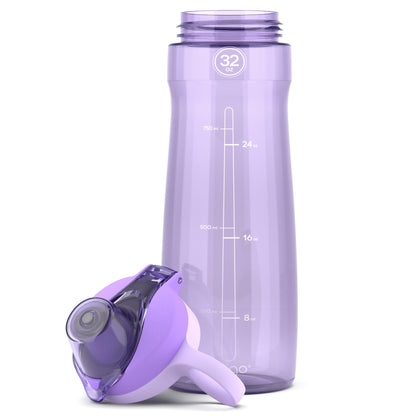 Pogo 32oz Plastic Water Bottle with Chug Lid and Carry Handle, Reusable, BPA Free, Dishwasher Safe, Perfect for Travel, School, Outdoors, and Gym, Lilac