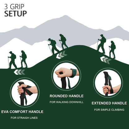 TheFitLife Collapsible Trekking Poles for Hiking – Lightweight Folding Walking Sticks for Men and Women with Extra-Long Foam Handle and Metal Flip Lock (Green, 100-120cm for 4'11''-5'7'' Height)