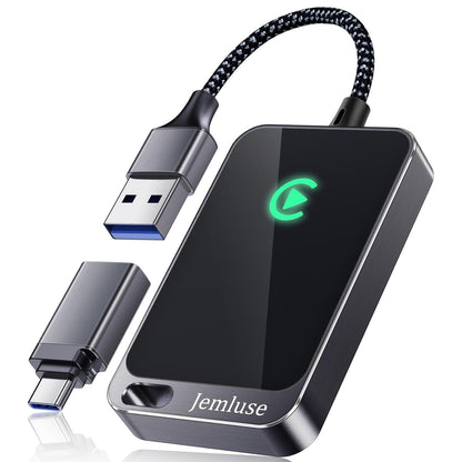 Jemluse Wireless CarPlay Adapter for Apple iPhone (2024 Upgraded) - Multi-User Seamless Connection for Convert Wired to Wireless Car Play Adapter - No Latency from iOS 10+ to Screen w/USB C (Gray)