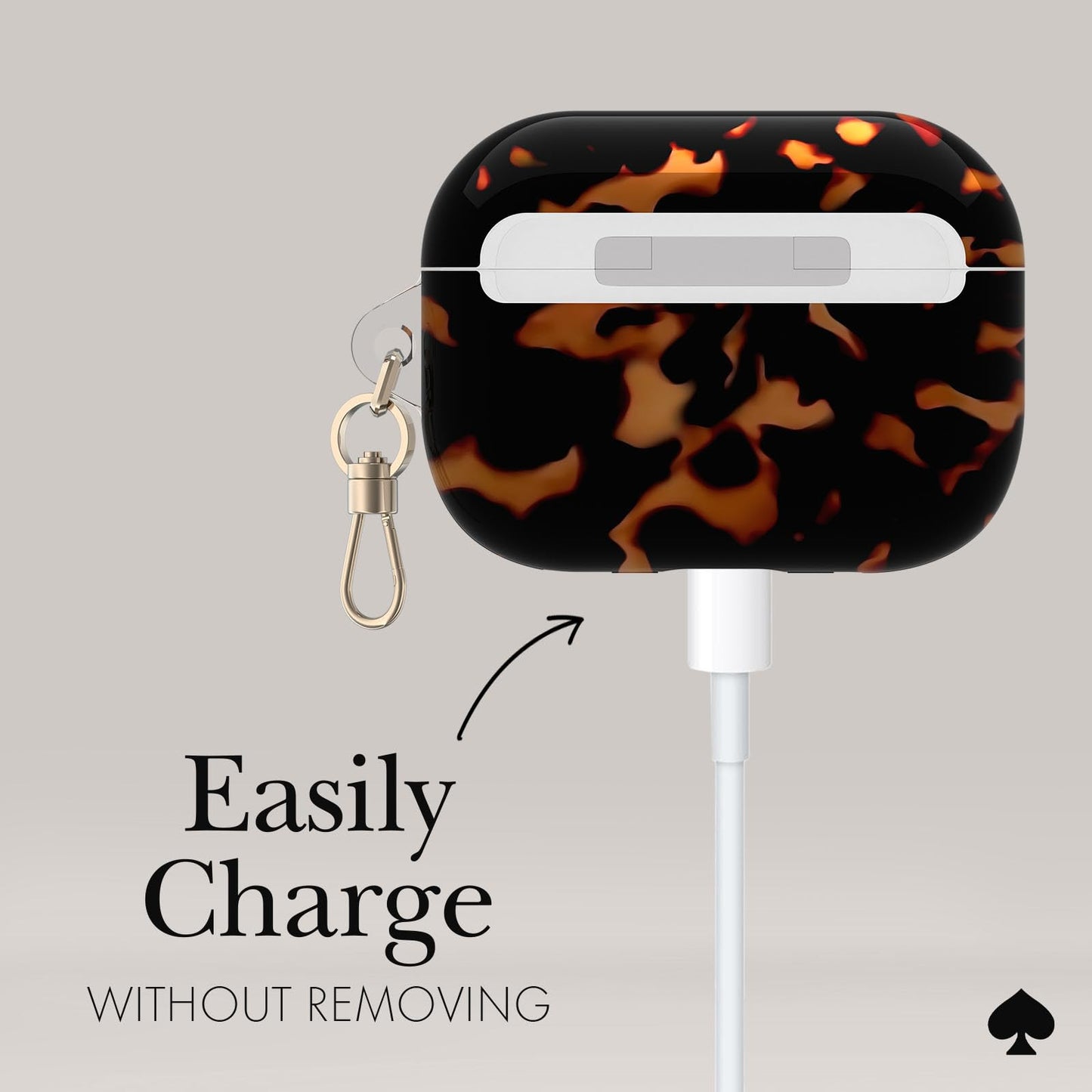 kate spade new york AirPods Pro Protective Case with Keychain Ring - Tortoiseshell, Compatible with AirPods Pro 2nd / 1st Generation