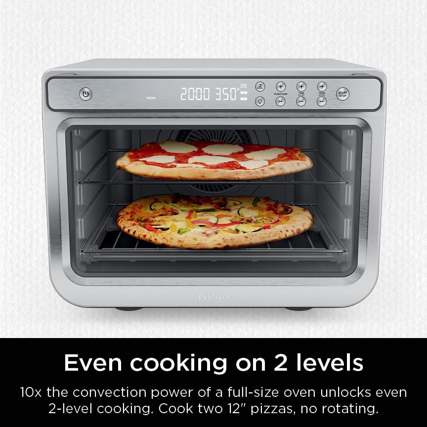 Ninja Air Fryer & Toaster Oven | Prestige Smart XL Countertop Oven | Bakes up to 20 Cookies, Fits up to a 12lb Turkey | Pizza, Toast, Bake, Air Fry & Reheat | 1800 Watts | Stainless Steel | DT501