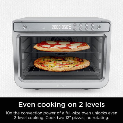 Ninja Air Fryer & Toaster Oven | Prestige Smart XL Countertop Oven | Bakes up to 20 Cookies, Fits up to a 12lb Turkey | Pizza, Toast, Bake, Air Fry & Reheat | 1800 Watts | Stainless Steel | DT501