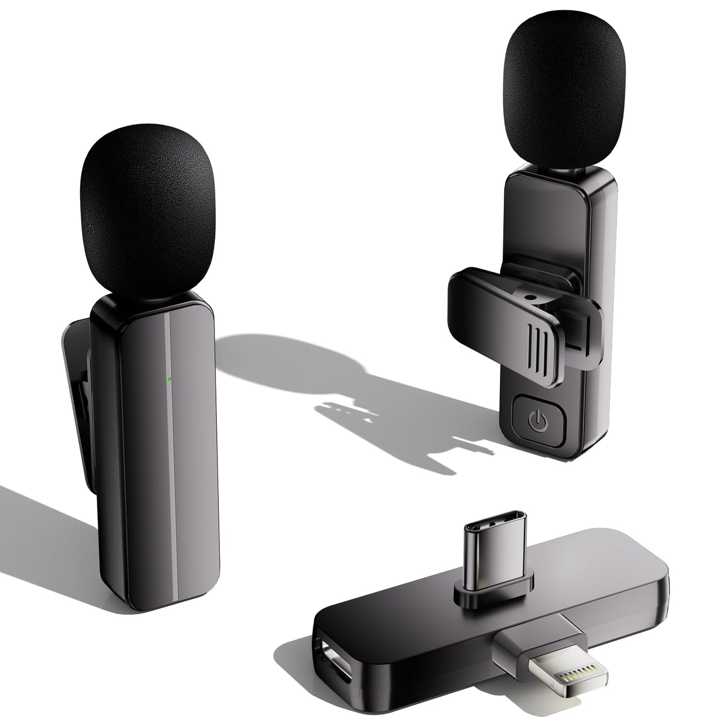 2 Pack Wireless Mini Lavalier Lapel Microphone for iPhone,Android Phone(2 in 1) - 65ft Cordless Clip on Dual Mics with Noise Reduction 6H Working Time for Video Recording Vlogging, YouTube,(Black)