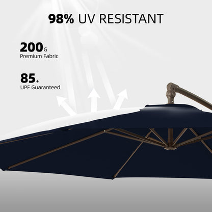 wikiwiki 10ft Patio Umbrellas Offset Outdoor Umbrella Cantilever hanging Umbrellas w/Infinite Tilt, Fade Resistant Waterproof RECYCLED FABRIC Canopy & Cross Base, for Yard, Garden & Deck, Navy Blue