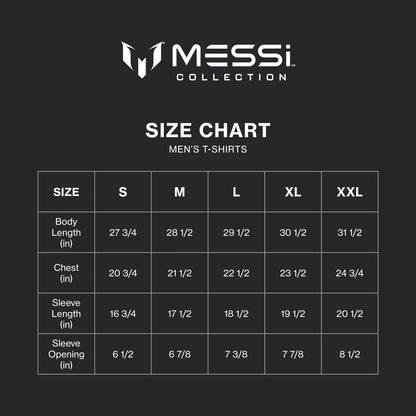 MESSI Men's Lifestyle Short Sleeve T-Shirt, Standard Fit Graphic Tee, Cotton Jersey Knit, Bright White, Small