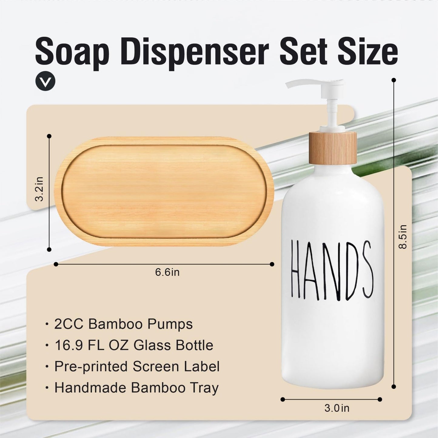 MOMEEMO White Soap Dispenser Set, Contains Hand and Dish Soap Dispenser, Suitable for Kitchen Decor. (White)