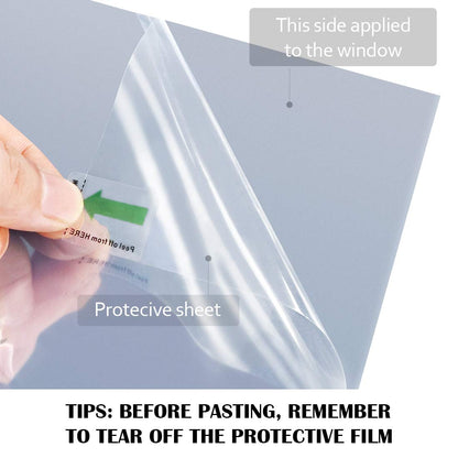 WPCTEV Window Film One Way Mirror Film Daytime Privacy Static Non-Adhesive Decorative Heat Control Anti UV Window Tint for Home and Office Silver 6 Mil 17.5 Inch x 6.5 Feet