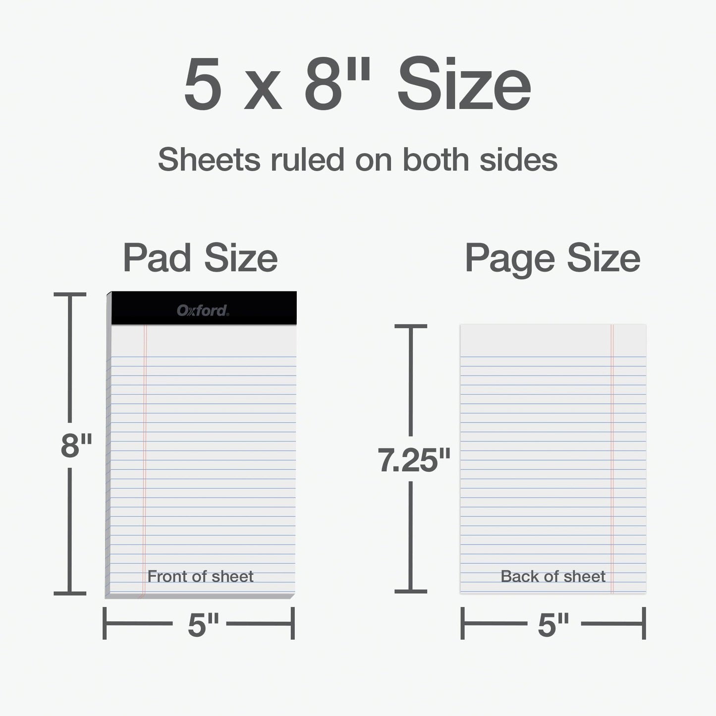 Oxford 5 x 8 Legal Pads, 12 Pack, Narrow Ruled, White Paper, 50 Sheets Per Writing Pad, Made in the USA (74019)