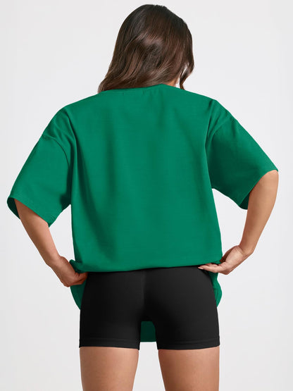 Trendy Queen Womens Oversized St Patricks Day Shirt Fashion Workout Plus Size Tops Short Sleeve Gym Clothes 2026 Green M