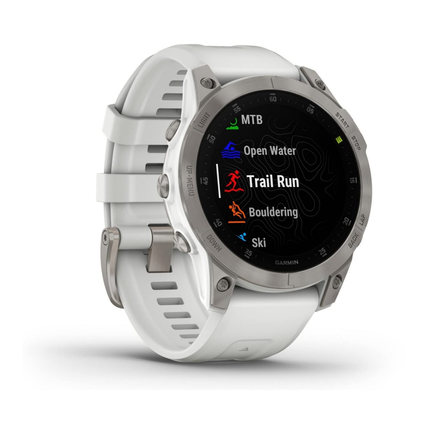 Garmin epix Gen 2, Premium active smartwatch, Health and wellness features, touchscreen AMOLED display, adventure watch with advanced features, white titanium