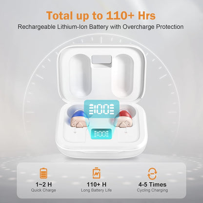 Flaygo Rechargeable Hearing Aids (Not Amplifiers) for Seniors with 16-Channel Digital Chips Intelligent Noise Cancellation for Clear Sound Super-Mini Invisible Design Comfort Fit in Ear Canal & 7-Day Ultra Standby