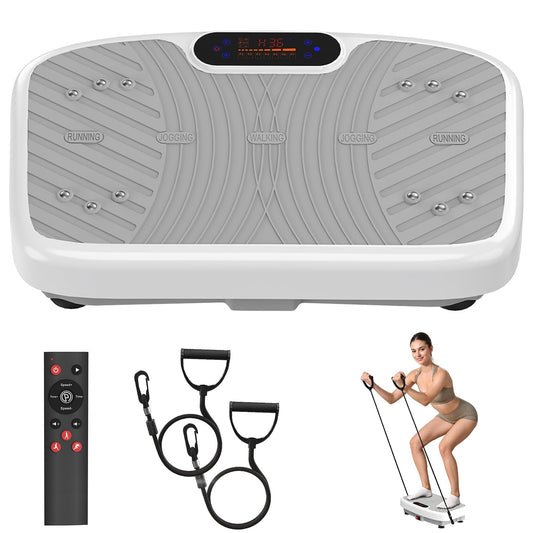Vibration Plate Exercise Machine, 200 Adjustable Speed Levels, 450 Lbs Capacity, Ideal for Vibration Plate for Lymphatic Drainage, Weight Loss & Whole - Body Workout(White)