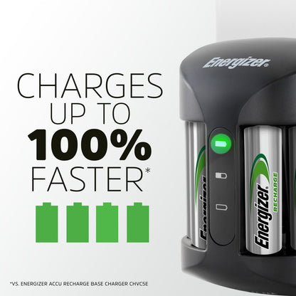 Energizer Recharge Pro Rechargeable AAA and AA Battery Charger With 4 NiMh Rechargeable AA Batteries, Provides a Full Charge in 3 Hours