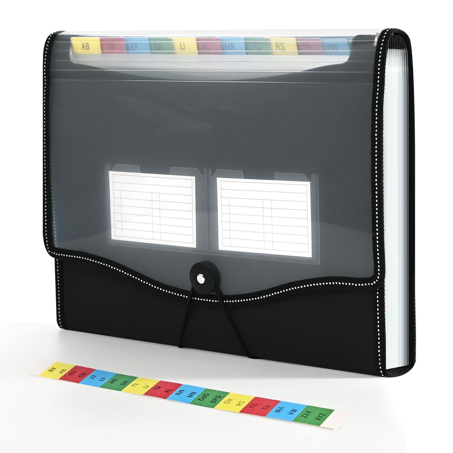 12-Pocket-Expanding File-Folder,Accordion-File-Organizer, A4/US Letter Size Paper Receipt Organizer Accordian Filing Folders (Black-T-12 Pockets)