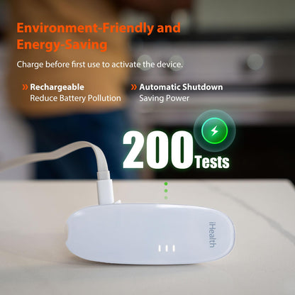 iHealth Gluco+ Wireless Smart Blood Glucose Monitor Kit with Free App, 10 Glucometer Strips, 10 Lancets, 1 Blood Sugar Monitor, 1 Lancing Device, Portable Diabetes Testing Kit for Home Use