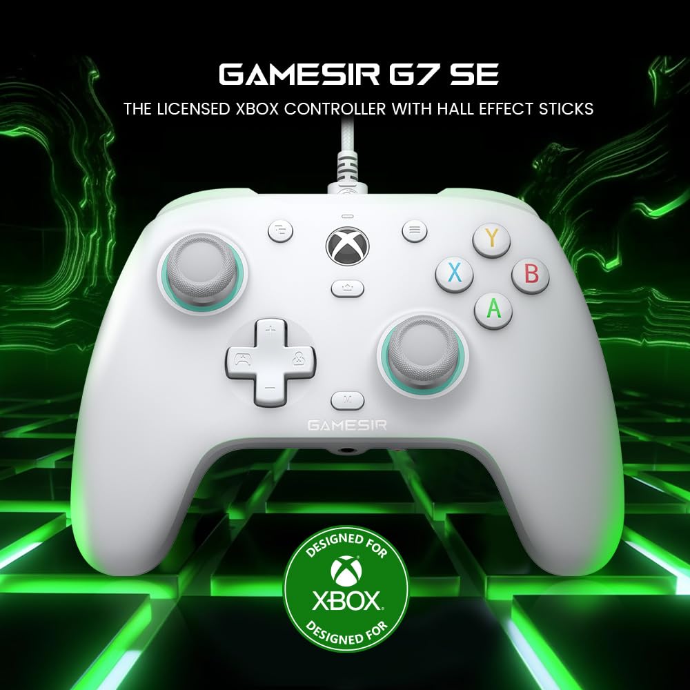 GameSir G7 SE Wired Controller for Xbox Series X|S, Xbox One & Windows 10/11, Plug and Play Gaming Gamepad with Hall Effect Joysticks/Hall Trigger, 3.5mm Audio Jack