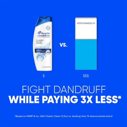 Head & Shoulders Anti-Dandruff Shampoo with 1% Pyrithione Zinc, Classic Clean Shampoo Twin Pack, Daily Use, Flake Control, Scalp Care, Color-Safe, Deep Clean, 32.1 fl oz Each