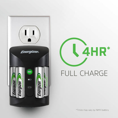 Energizer Recharge Pro Rechargeable AAA and AA Battery Charger With 4 NiMh Rechargeable AA Batteries, Provides a Full Charge in 3 Hours