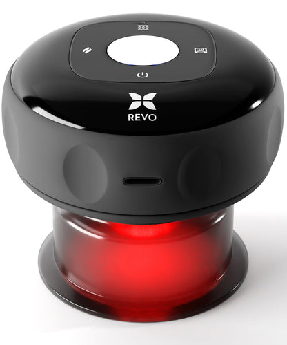 REVO The Original 4-in-1 Smart Cupping Therapy Massager, Red Light Therapy for Targeted Pain Relief, Knots, Aches, Muscle Soreness, Circulation & Tighter Skin, Portable Cupping Kit
