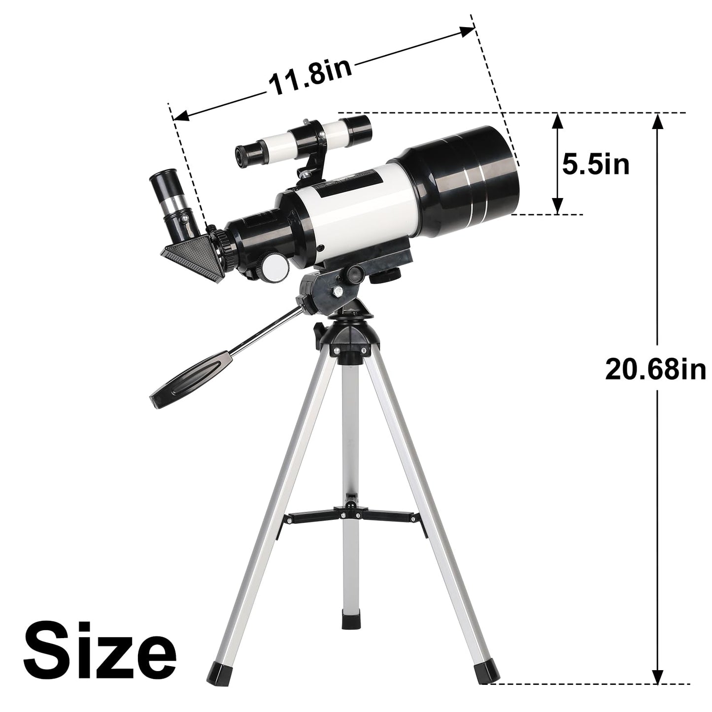 Telescope for Adults & Kids, 70mm Aperture Refractor (15X-150X) Portable Travel Telescope with Phone Adapter & Wireless Remote, Astronomy Beginners Gifts, Black