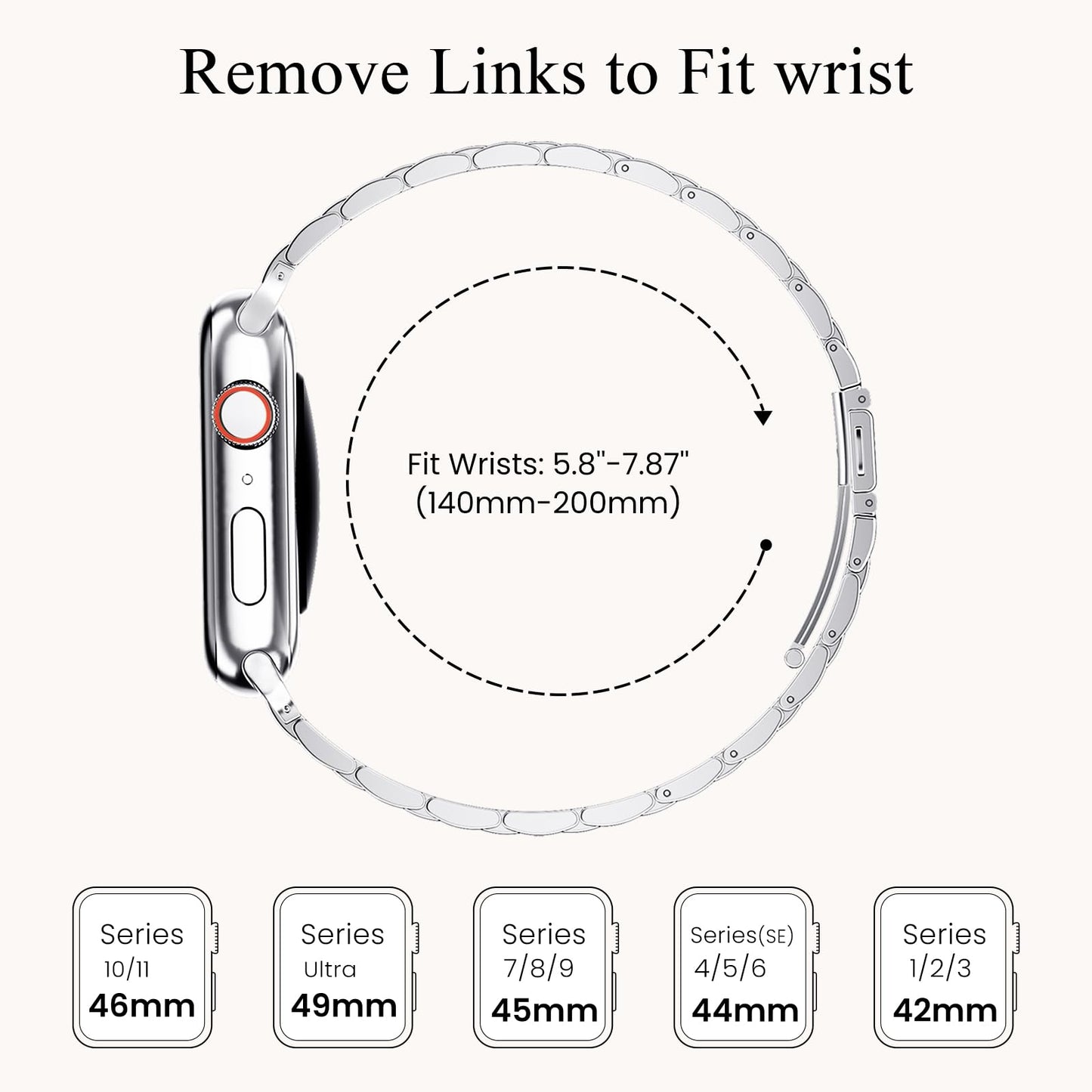 STIROLL Thin Replacement Band Compatible for Apple Watch 49mm 46mm 45mm 44mm 42mm(Series 3 2 1), Stainless Steel Metal Wristband Women Men for iWatch Ultra SE Series 11 10 9 8 7 6 5 4, Silver
