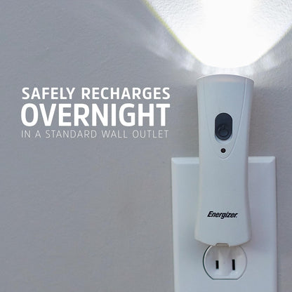 Energizer Weatheready Rechargeable Compact Handheld Light, Plug-in LED Emergency Flashlight, Automatic Turn-On, Built-in Battery Included, 3 Count