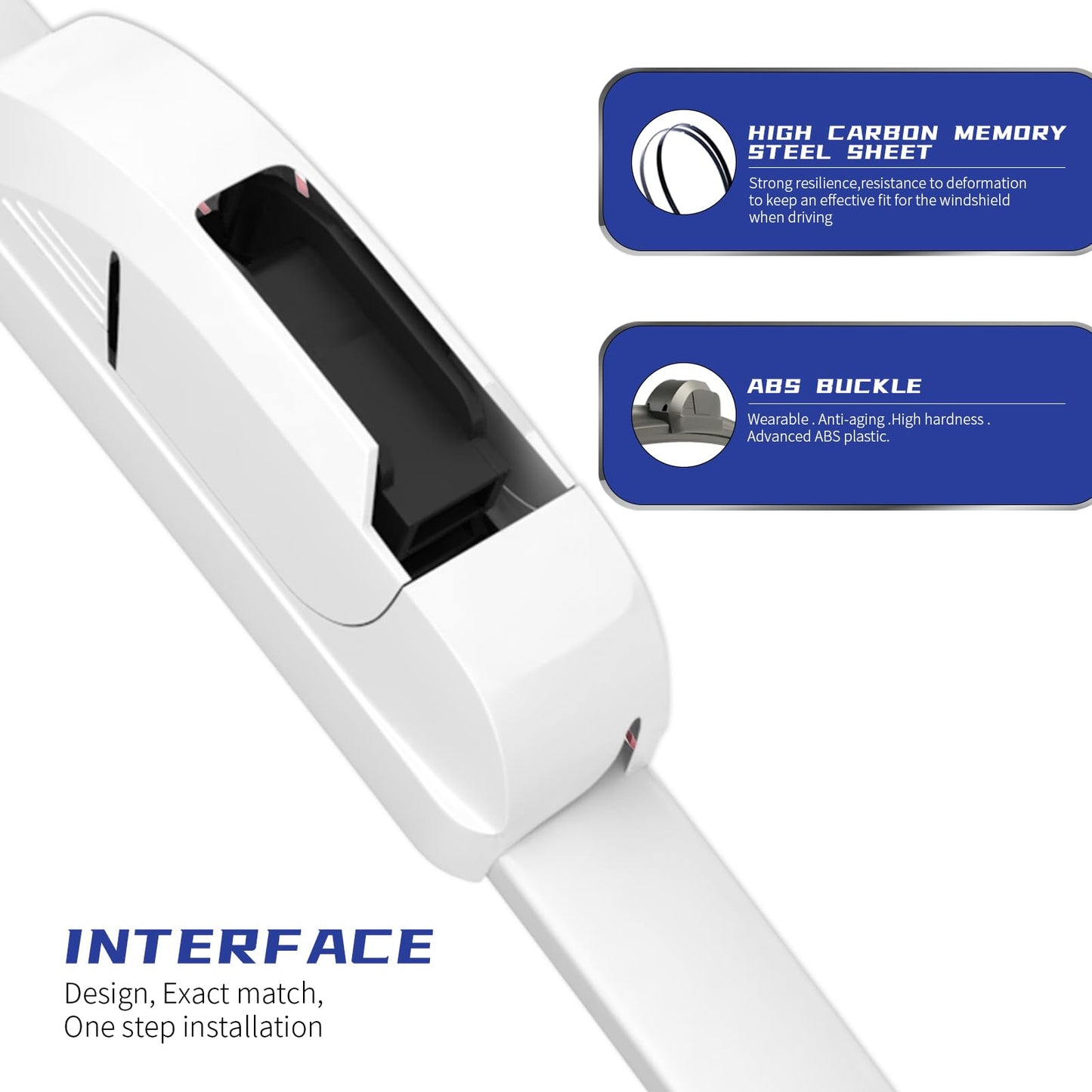 EMITHSUN OEM QUALITY 26" + 17" Premium All-Seasons Durable Stable And Quiet White Windshield Wiper Blades (Set of 2)