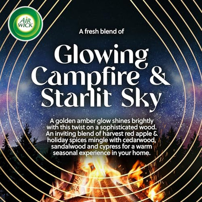 Air Wick Plug In Vibrant Scented Oils Refills, Campfire and Starlit Sky, Fall Scents, 5 ct