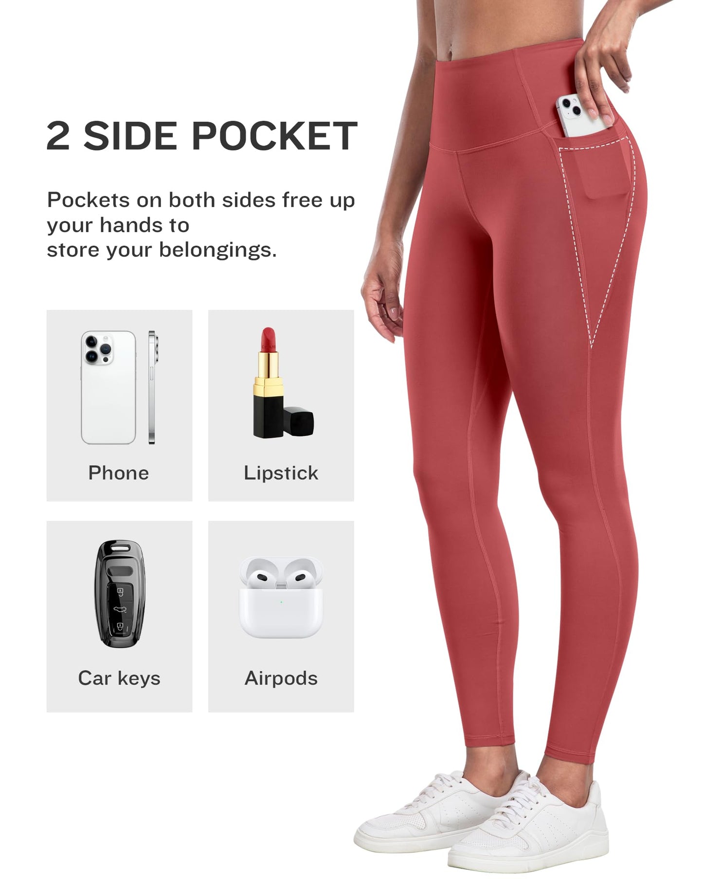 LZYVOO Leggings with Pockets for Women, 6 Packs Soft High Waisted Tummy Control Workout Yoga Pants(BlackGrayNavyBlueXRedCGreen-L)